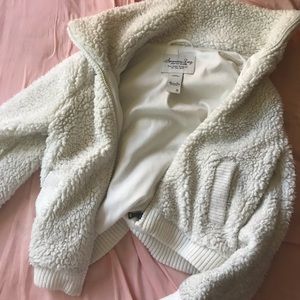 American Rag Fluffy White Bomber Jacket
